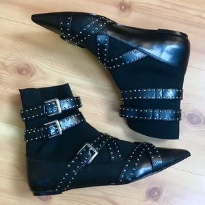 Zara Black Ankle Buckle Sock Boots/Booties